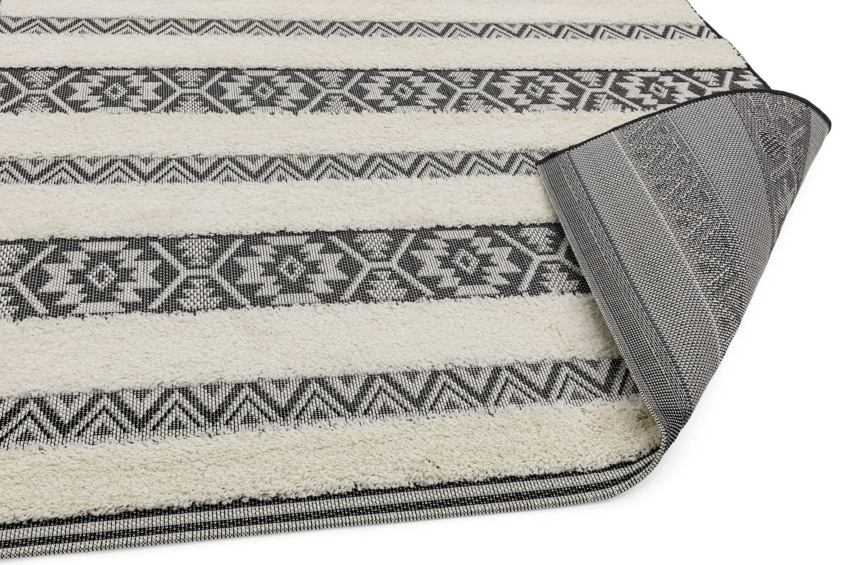 Monty Stripe Rug Black Cream Asiatic Rug
